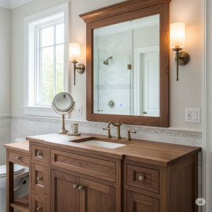Upgraded bathroom vanity and mirror