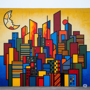 Abstract Cityscape Mural