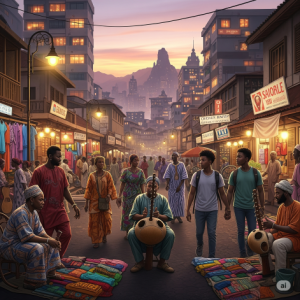 African Cityscape with characters