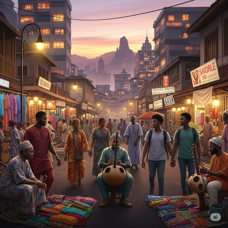 African Cityscape with characters African Cityscape with characters