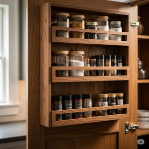 Built-In Wooden Shelves with Lip