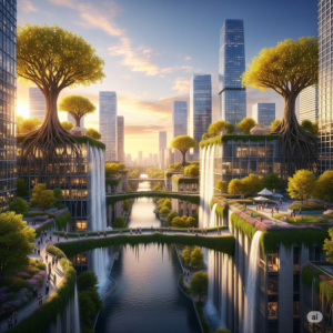 Cityscape with natural elements