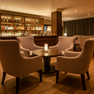 Comfortable seating arrangement in a lobby bar