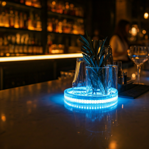 LED lighting inside the bar counter