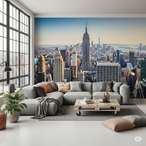Living room New York Cityscape Mural.