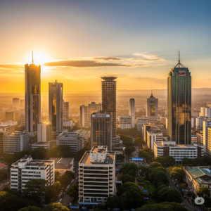Nairobi City in the sun skyline.
