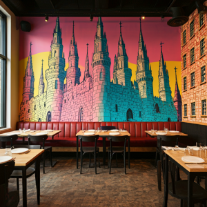 Pop art restaurant murals