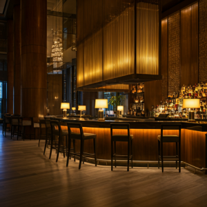 bar lounge combination of overhead lighting, task lighting, and accent lighting to create the right ambiance and the different zones