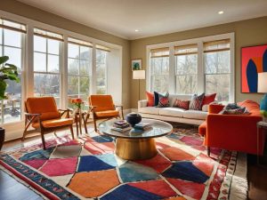 A playful and expressive townhouse living room interior design