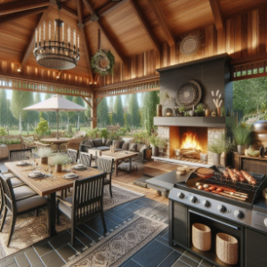 Barbecue and grill area gazebo interior design