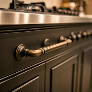 Classic kitchen design handles and fittings in bronze