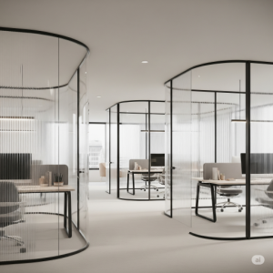 Curved Glass Partitions.