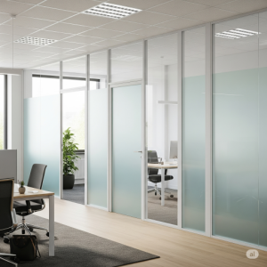 Frosted Glass Office Partition Walls.