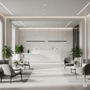 Modern & Minimalist Hotel Reception Office Interior Design.