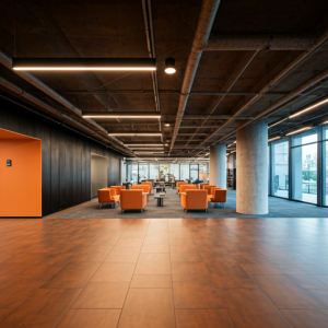 Open-plan office lobby