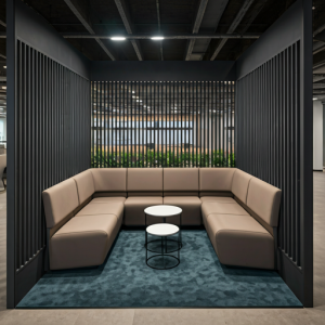 Private meeting area within the office lobby