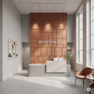 Soft Grey with a Warm Accent Reception Office Wall
