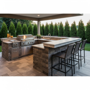The Outdoor Bar-Height Island Kitchen Design