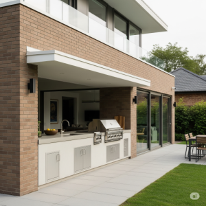 The Outdoor Integrated Wall Kitchen with Minimal Overhang