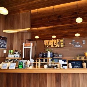 Wooden juice bar interior