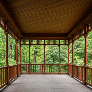 an open, and glazed wooden gazebo design