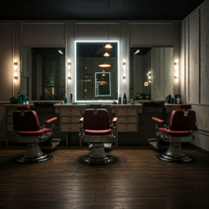 barbershop interior design, hair cutting area