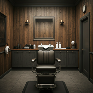 barbershop interior design, shampoo area