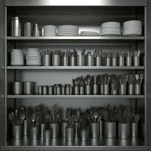 commercial kitchen stainless steel cabinet shelving utensils