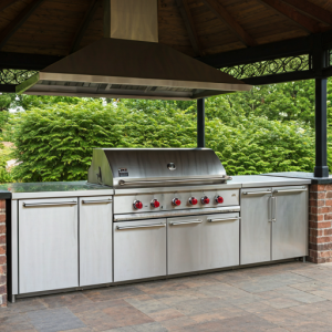 gazebo outdoor kitchen design with stainless steel cabinets