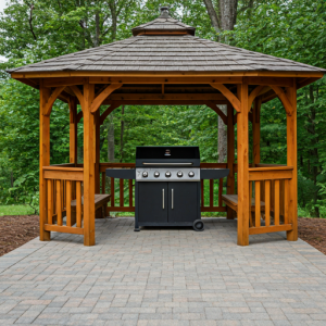 gazebo with a barbecue