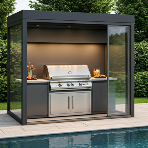 modern, functional, and stylish outdoor kitchen