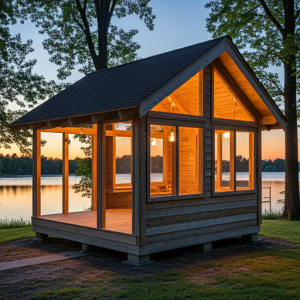 simple rustic cabin-like gazebo design