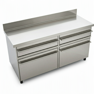 stainless steel kitchen prep table with drawers