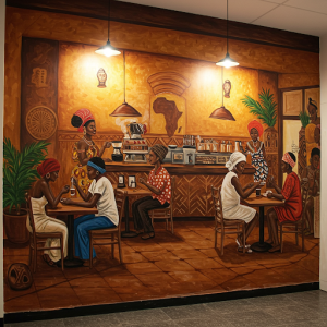 African Cafe ambiance mural