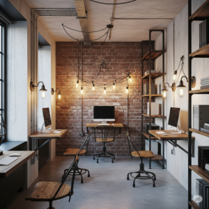 Exposed Elements & Industrial Chic Small Office Interior
