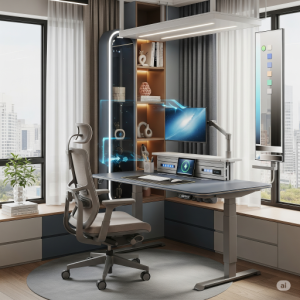 Integrated Smart Desk & Ergonomics Mini Office Interior Design