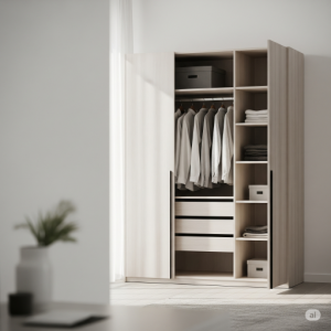 Modern and minimalist MDF wardrobe design.