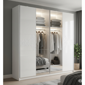 Sleek White Gloss MDF Wardrobe Design