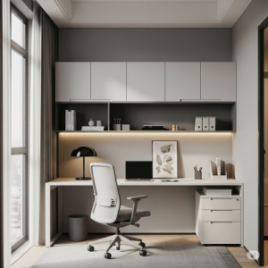 The Minimalist Wall-Aligned Office Layout