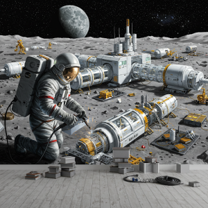 Astronaut Wallpaper Mural Building a Lunar Colony