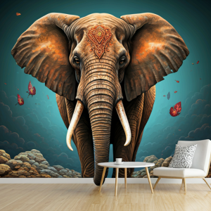 3D Stereoscopic Elephant Wallpaper Mural