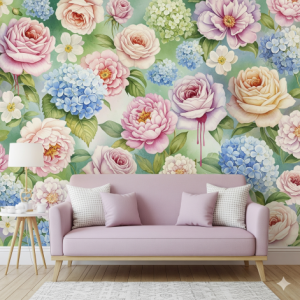 3D Water-Colour Roses Wallpaper