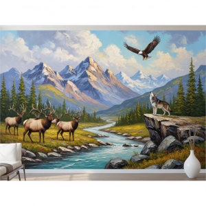 3D Wildlife Oil 3D Wildlife Oil Painting Canvas Wallpaper