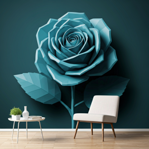 3D geometric rose wallpaper mural