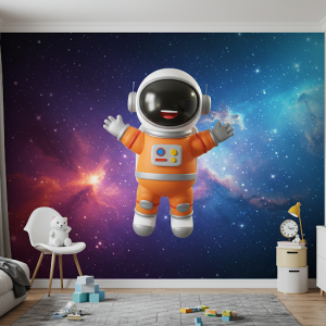 3D rendered astronaut cartoon wallpaper