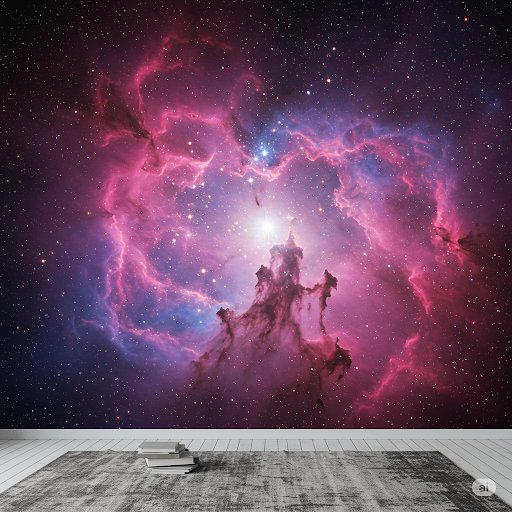 A 3D nebula outer space wallpaper Mural. A nebula outer space wallpaper.