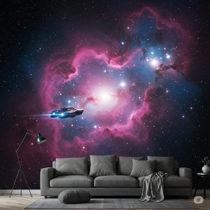 A dramatic outer space scene wallpaper mural.