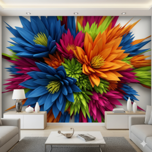 Abstract Floral Burst Livingroom Wallpaper Mural