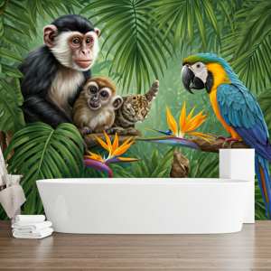 Animals and plants 3d bathroom wallpaper for walls