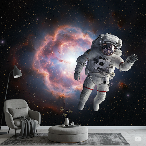 Astronaut Floating in Space 3d Wallpaper Mural. Astronaut Floating in Space 3d Wallpaper Mural.